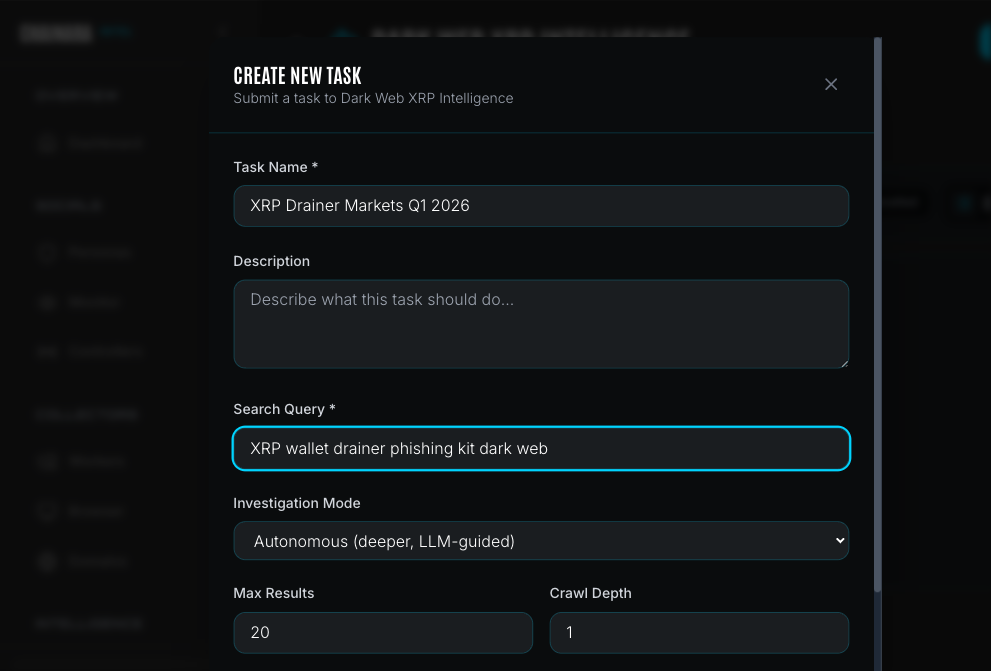 Task form filled with autonomous mode