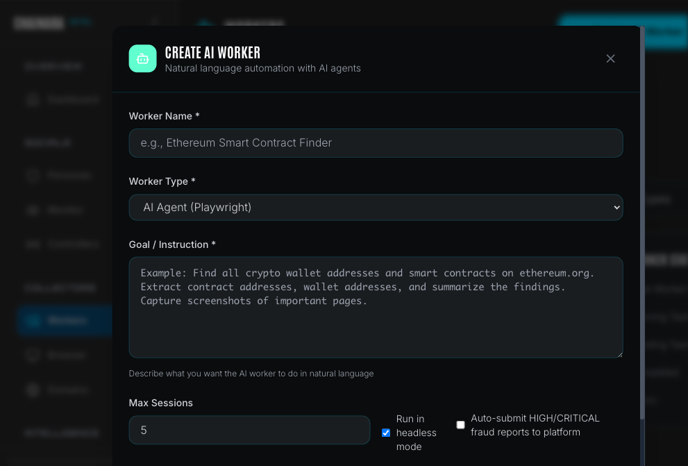 Create AI Worker modal