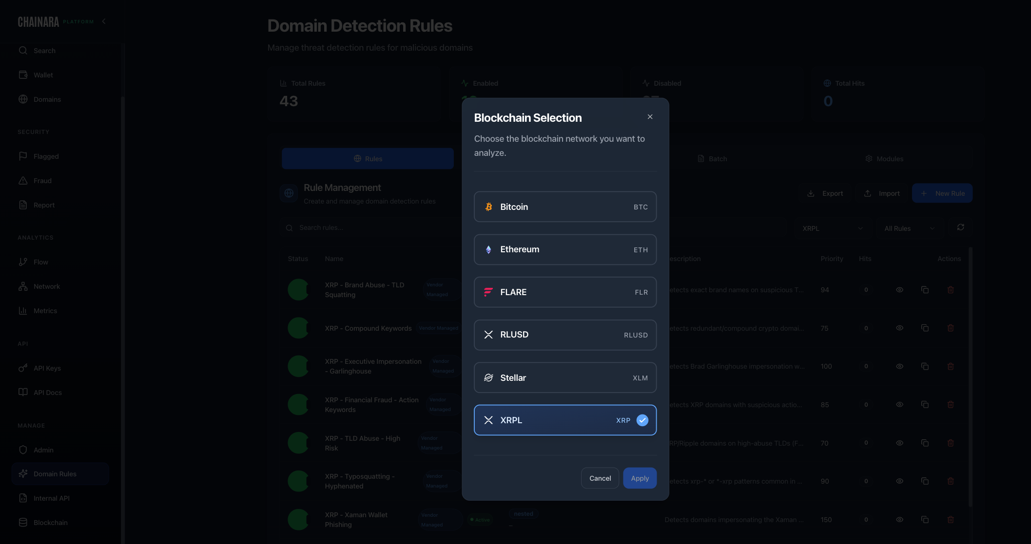 Blockchain Selector